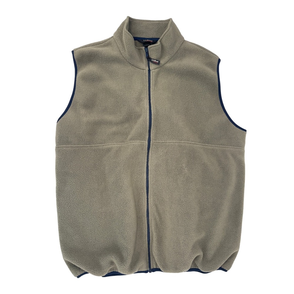 LLBean Fleece Vest XXLarge Tall‎ Outdoors Mens Tan Full Zip Pockets Outerwear
